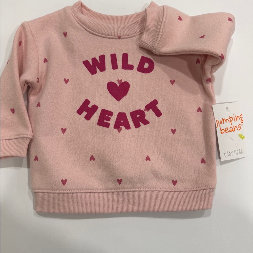 Crew Neck Pink Sweatshirt- 3-6 Months- Valentine’s Day- NWT